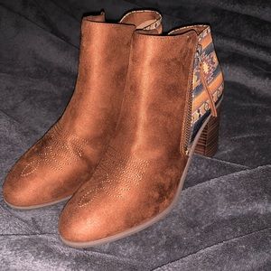 Arias Cognac Suede Unbridled Kaylee Ankle Boots